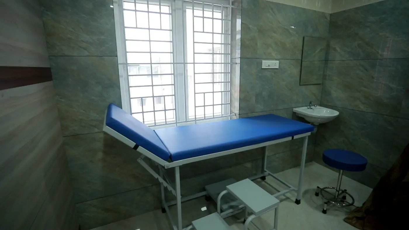 Examination room at Subash Clinic, Tirupur