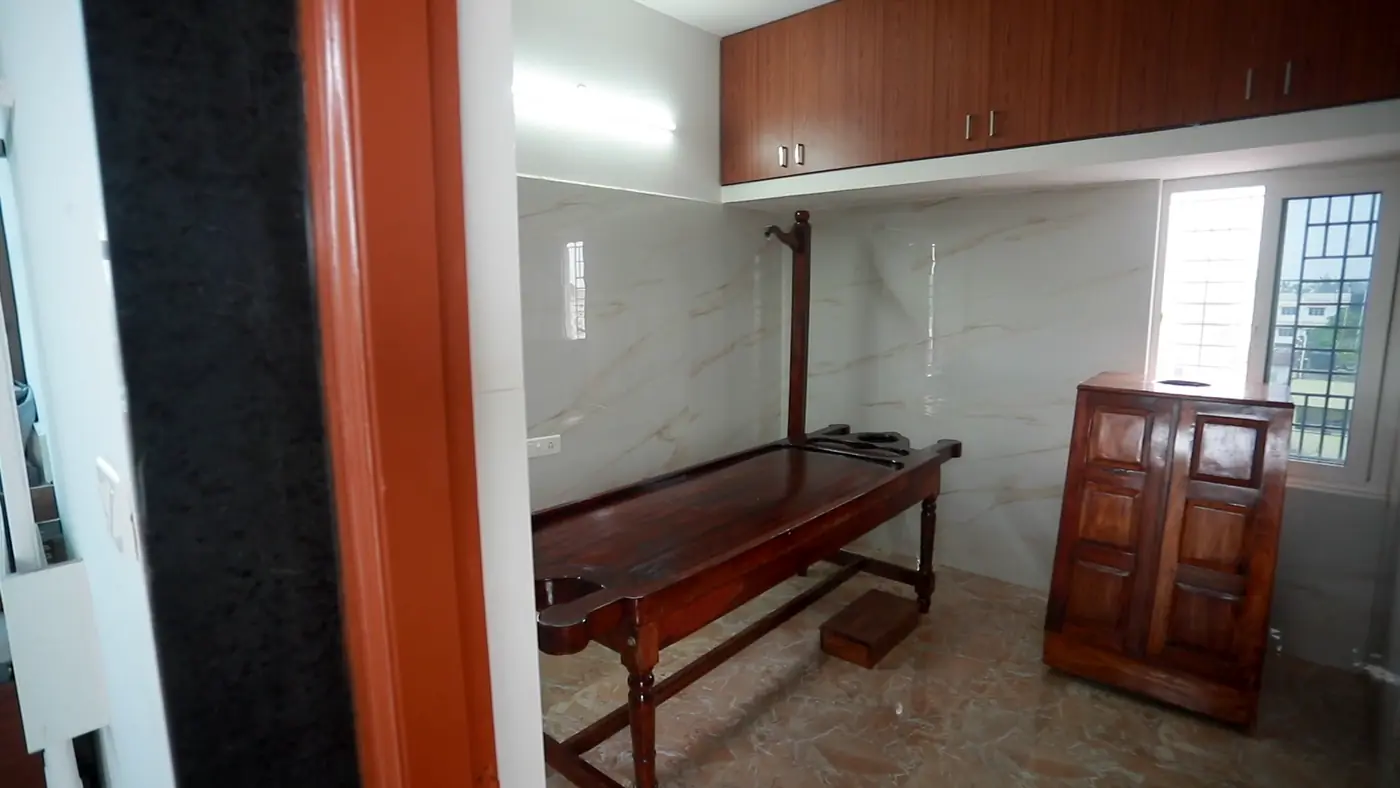 Ayurveda therapy room at Subash Clinic, Tirupur